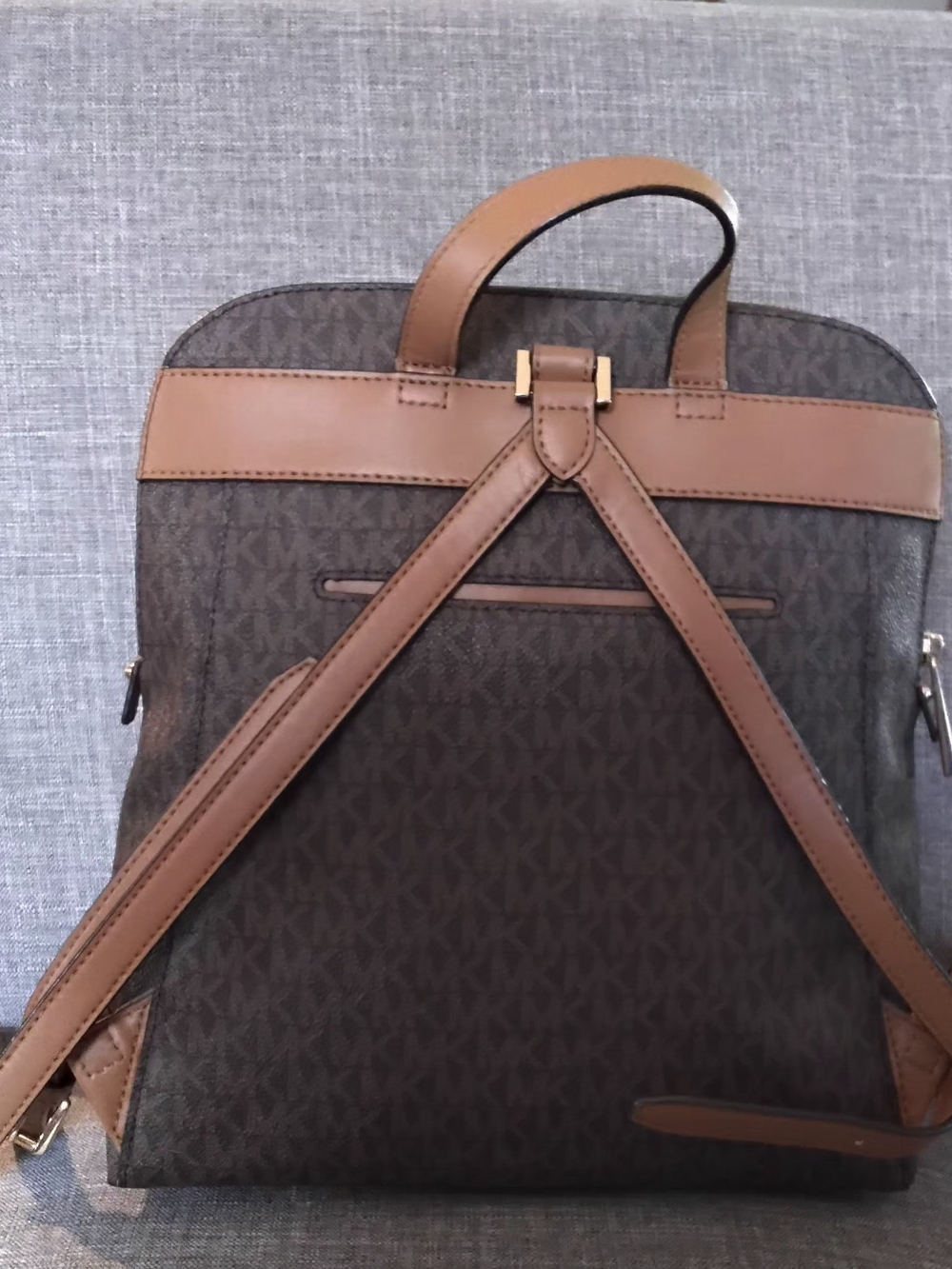 Michael Kors Rhea Slim Logo Backpack, Brown - Picture 3 of 12